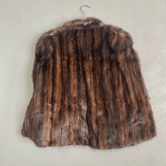 Vintage Mink Cape Shawl Fur Morton’s 40s 50s 60s Luxury Brown Silky Lining - Picture 7 of 7